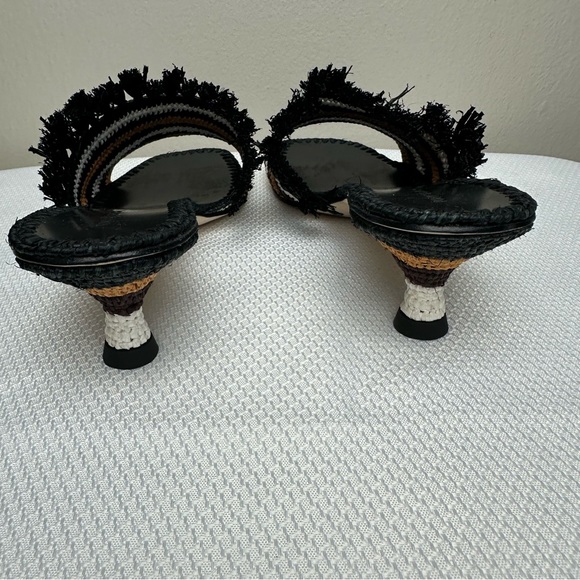 Tory Burch Eleanor Square Tie Braided Raffia Kitten Heel Sandal Sz 7 - Picture 7 of 10